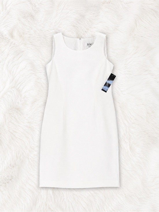 Le Suit Dresses & Skirts - NWT Le Suit White Sheath Dress Size 4 Classic Minimalist Career Wedding Shower